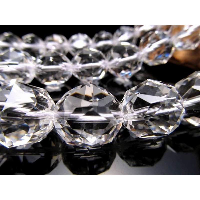 スターカット 5A 約10mm珠 宝石質 天然水晶 (クリスタル) 一連 約38  