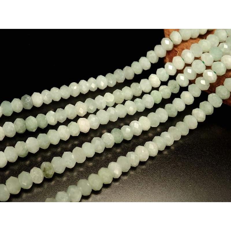 翡翠 ミャンマージェイド きらきらボタンカット 約4mm珠 一連 約38