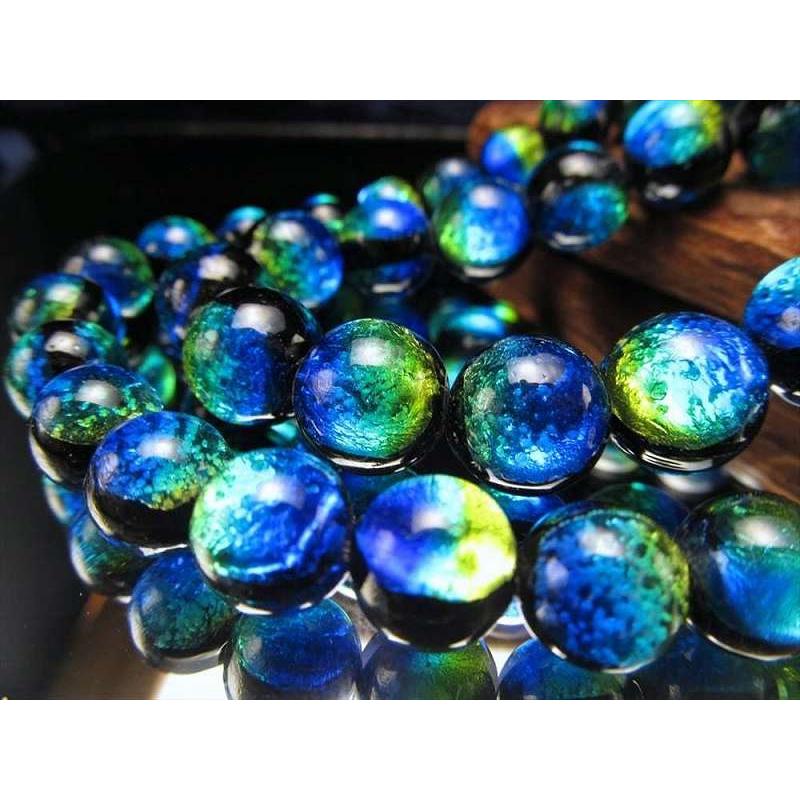 約8mm ブルーグリーン 蓄光ホタルガラス トンボ玉 とんぼ玉 ビーズ