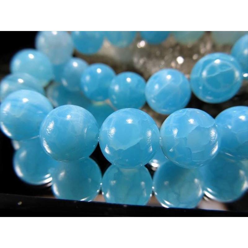 極上オーシャンブルー！ 10mm-10.5mm珠 ラリマーブルーアゲート