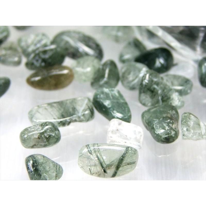 高品質モスグリーン グリーンルチルクォーツ さざれ石 200g 約6ミリ-25