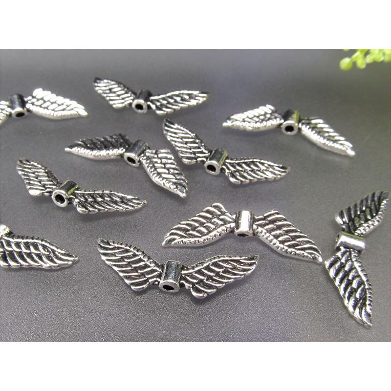 Bタイプ 天使の羽 アクセサリーパーツ 1セット10個入り 横24mm×縦8mm 