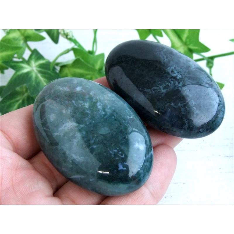 モスアゲート パームストーン 1個売り 重さ約70g-75g前後 大きさ約6cm×4cm 苔瑪瑙 マッサージ用 天然石 ホットストーン 安らぎをもたらす森林浴の石 | ブランド登録なし | 03