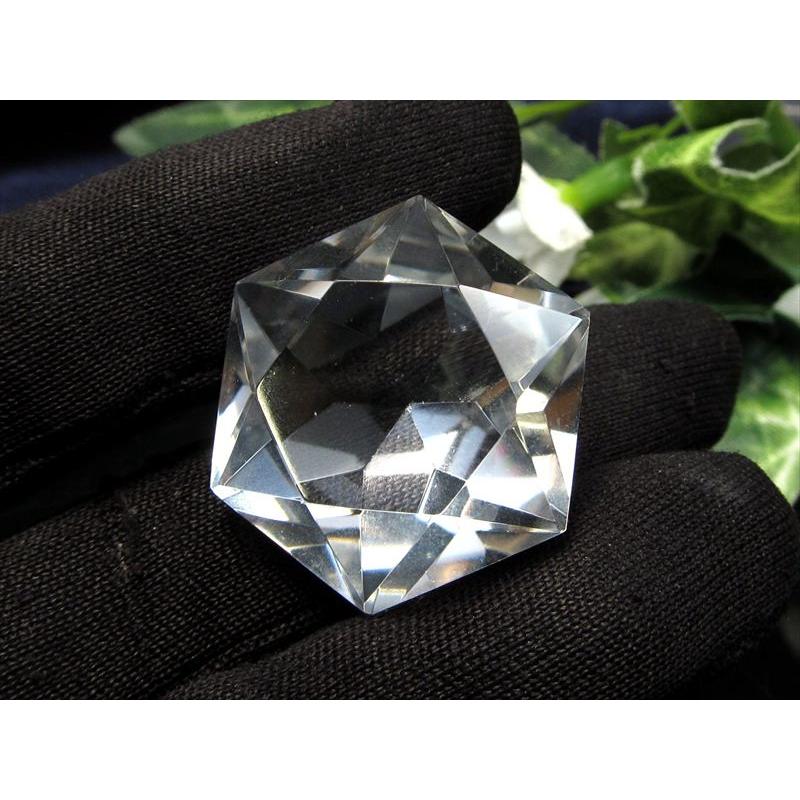 水晶 六芒星カット タンブル 最大幅約27mm 1個売り 超透明 すべての 