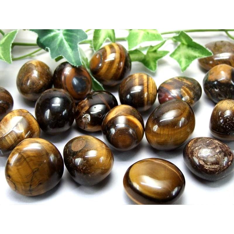 金運・仕事運の石 タイガーアイ 虎目石 タンブル 詰め合わせ 一袋100g