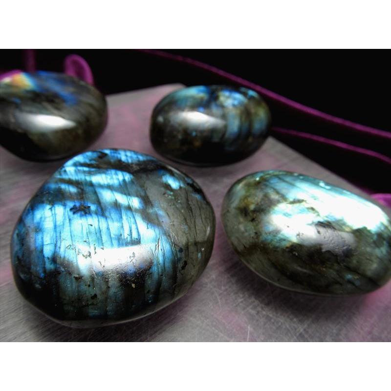 2個入り ラブラドライト タンブルセット 約200g 大人気つやつや  