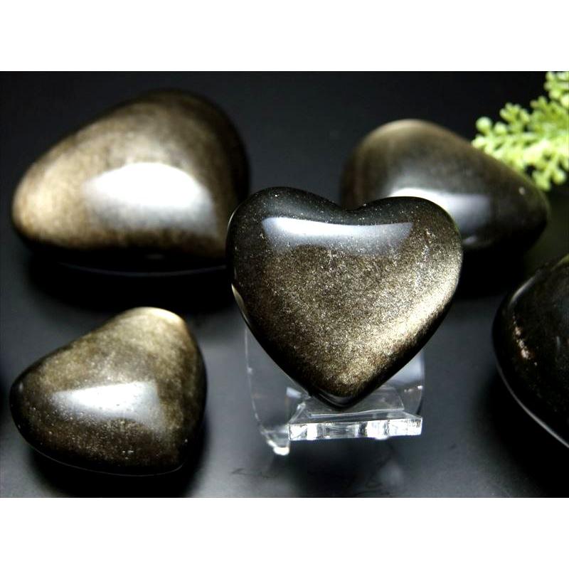 1個売り ゴールデンシャインオブシディアン(黒曜石)ハート型 タンブル