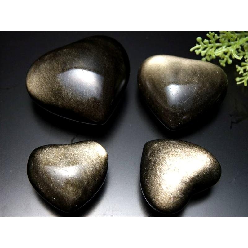 1個売り ゴールデンシャインオブシディアン(黒曜石)ハート型 タンブル