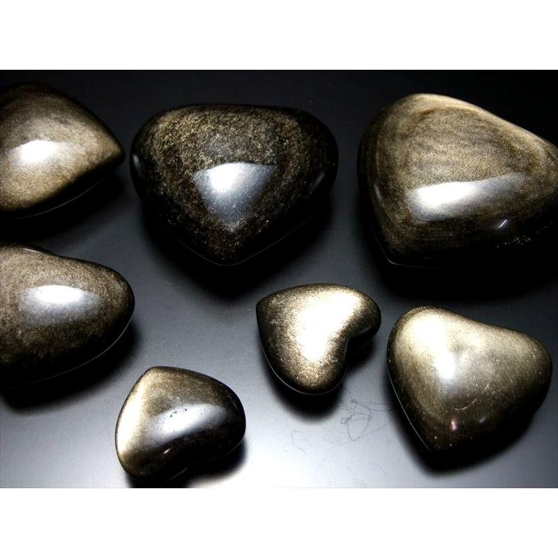 1個売り ゴールデンシャインオブシディアン 黒曜石 ハート型 タンブル