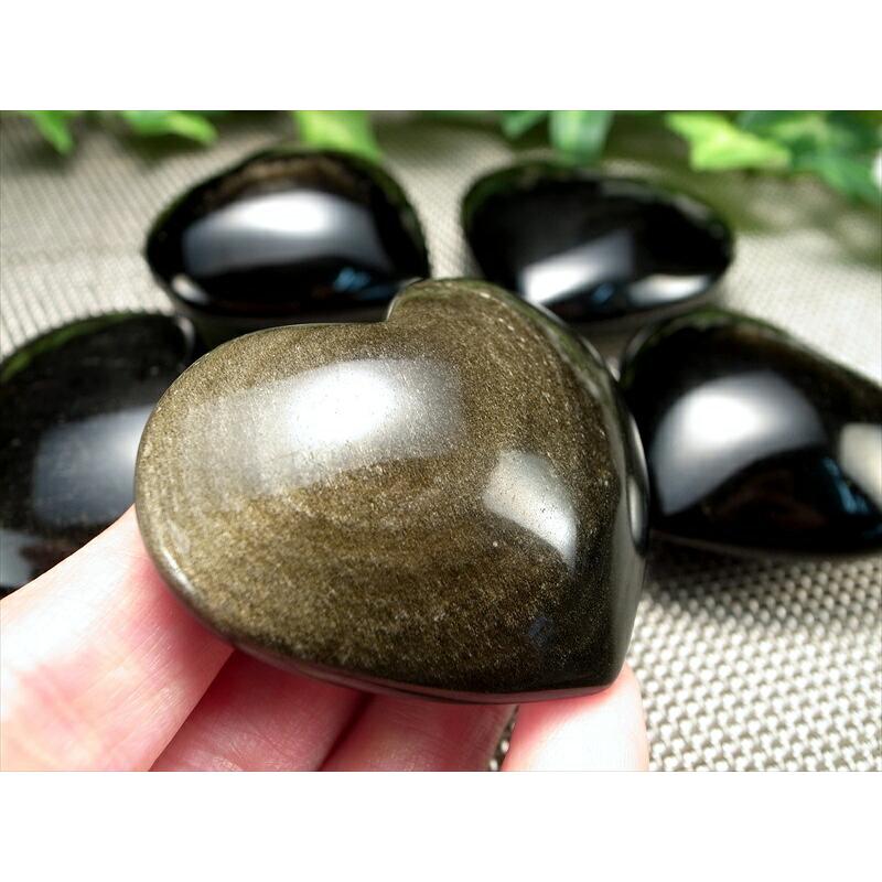 1個売り ゴールデンシャインオブシディアン 黒曜石 ハート型 タンブル