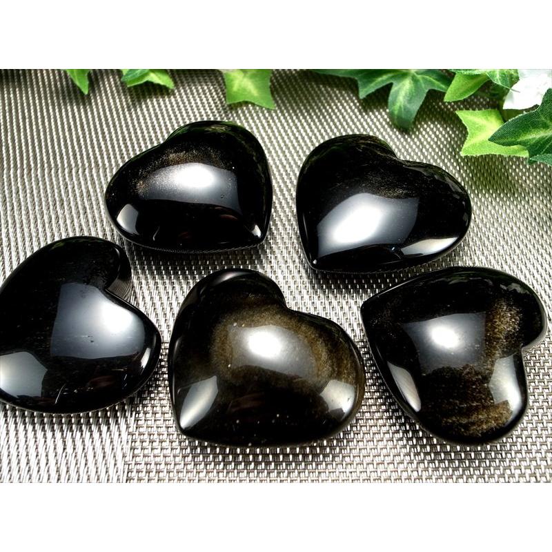 1個売り ゴールデンシャインオブシディアン 黒曜石 ハート型 タンブル