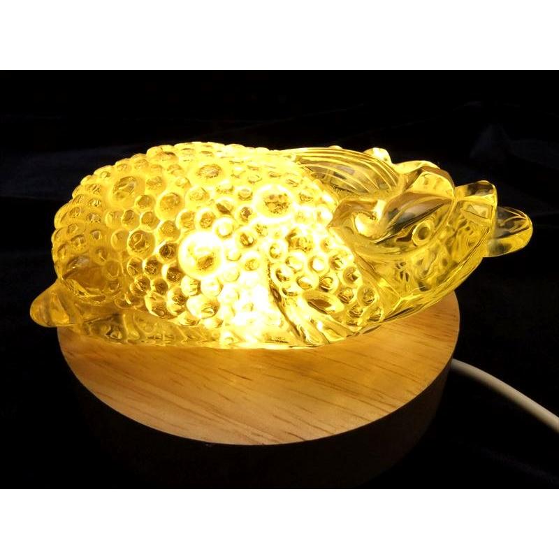 暖色 LED発光の木製台座 透明な天然石のディスプレイに 激安 LED