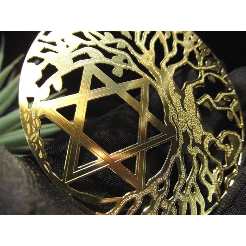 六芒星&ツリーオブライフ 直径約79mm 厚み約0.6mm 1個売り ゴールド