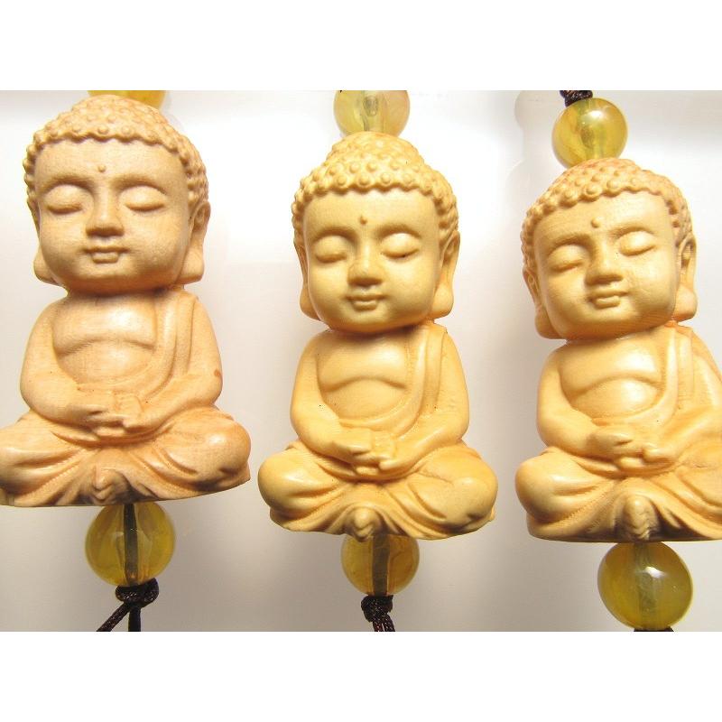 木彫り ミニ大仏くん ストラップ 手彫り 坐像 ざぞう 阿弥陀如来像