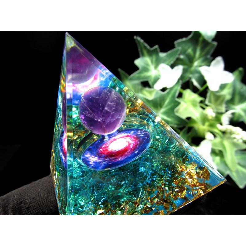 開運 銀河を閉じ込めた芸術 アメジストスフィア オルゴナイト