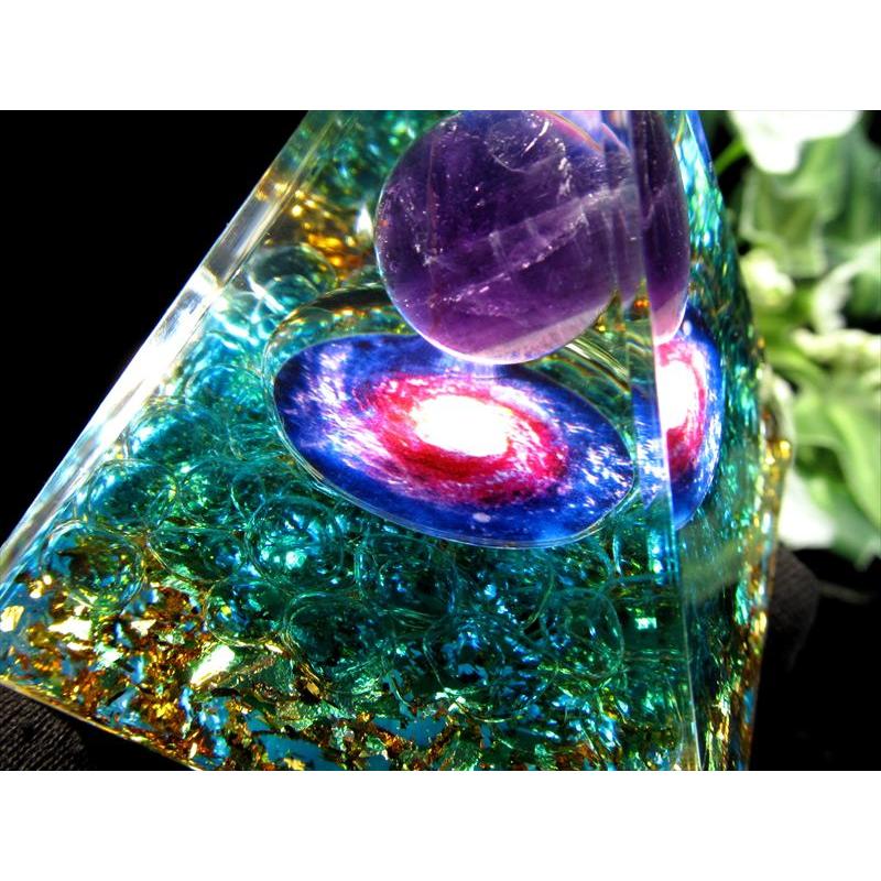 開運 銀河を閉じ込めた芸術 アメジストスフィア オルゴナイト