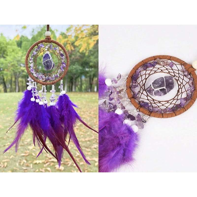 選べる6種のサンキャッチャー 天然石のフェザードリームキャッチャー