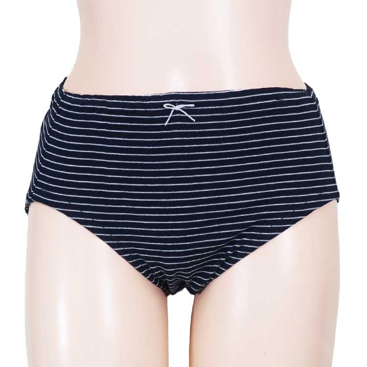 ショーツ レディース 2枚セット 綿100％ インゴム ボーダー 深め