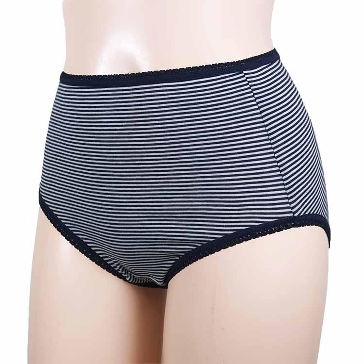 ショーツ レディース 2枚セット 綿混 マチ部分 メッシュ生地 ボーダー