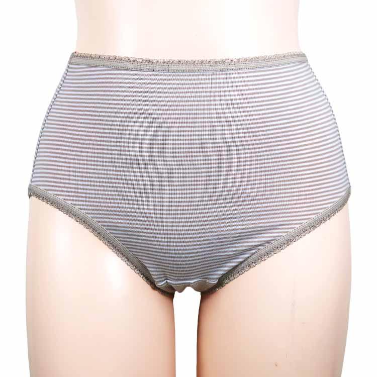 ショーツ レディース 2枚セット 綿混 マチ部分 メッシュ生地 ボーダー