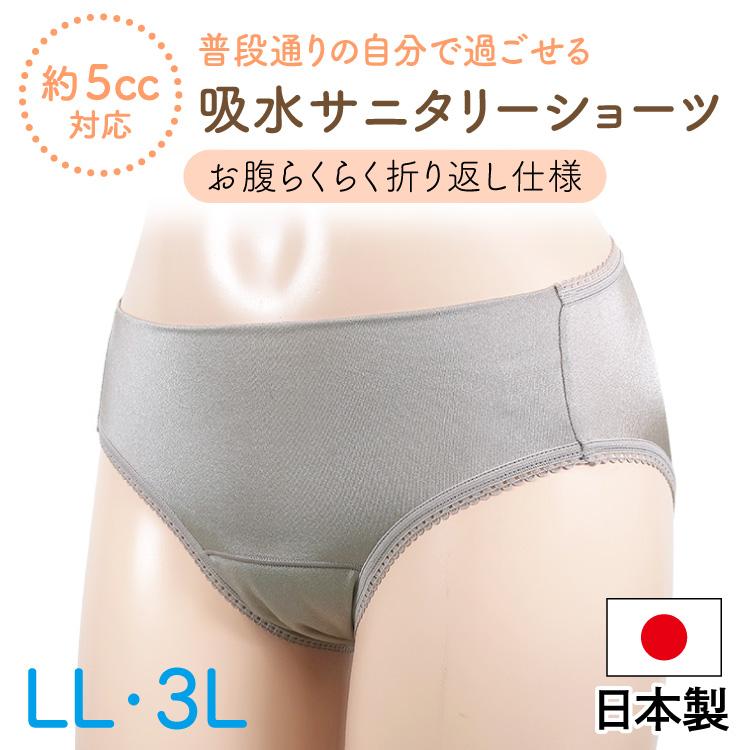 吸水ショーツ Lサイズ ブラック3枚セット 吸水ショーツ 吸水サニタリーショーツ LL 3L 日本製 (5cc) 生理用