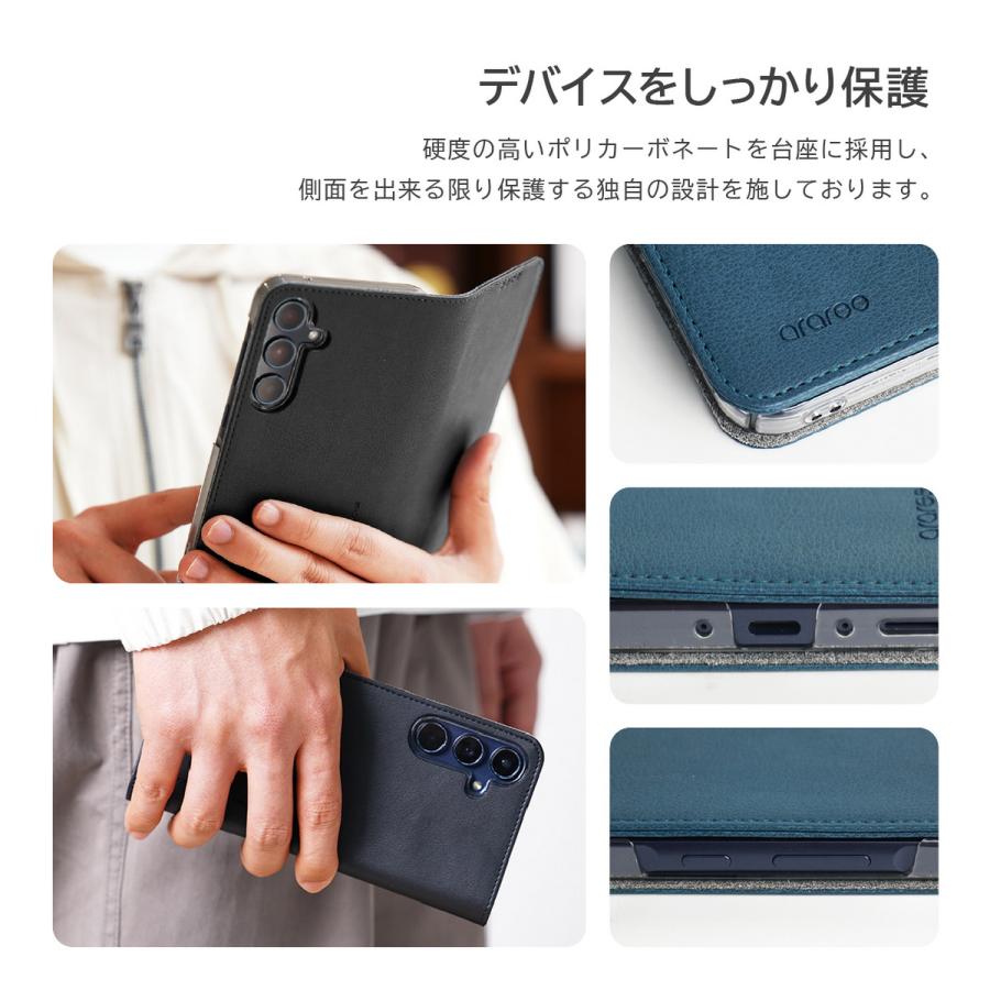 Galaxy A55 ケース 手帳型 薄型 軽量 PU レザー スマホケース カード 収納 5ポケット Samsung GalaxyA55 サムスン ギャラクシー A55 対応 araree Mustang Diary | araree | 03