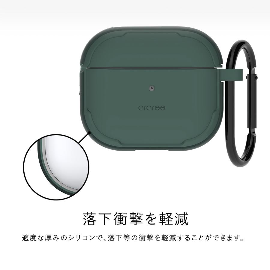 AirPods 3 ケース シリコン ポリカーボネート 耐衝撃 カバー 落下防止 カラビナ 付 ケースカバー Apple AirPods3 エアポッツ エアーポッズ 3世代 araree Duple | araree | 04