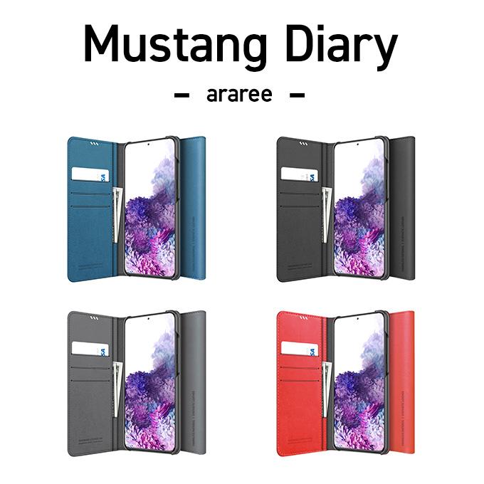 Galaxy S20 ケース 手帳型 薄型 スリム 手帳 レザー カバー マグネット 留具 なし / カード 収納 付 ギャラクシーS20 SC-51A / SCG01 対応 araree Mustang Diary | araree | 07