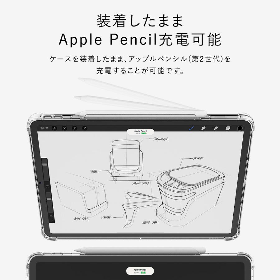 araree iPad Pro 12.9 2020 ケース スタンド 付 透明 Apple Pencil 第2