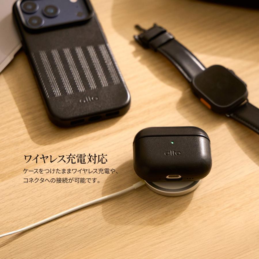 AirPods Pro3 ケース 本 革 耐衝撃 カラビナ ストラップ 付 レザー