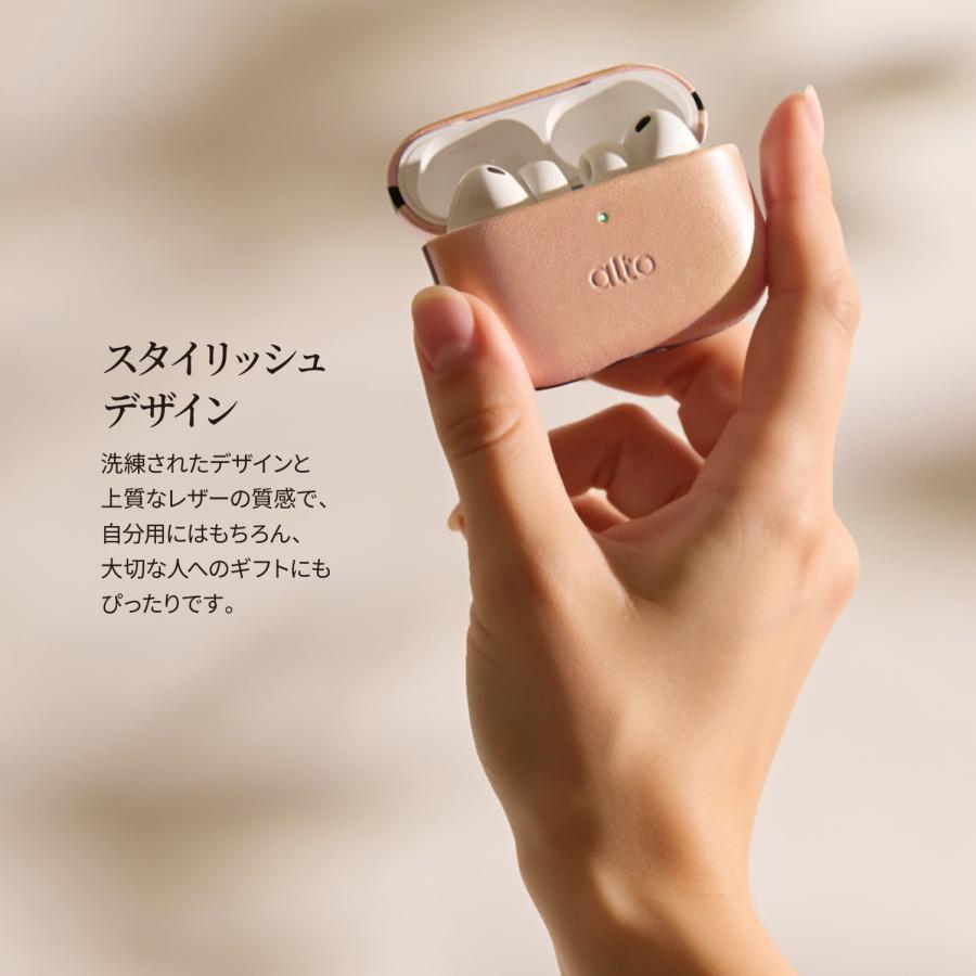 AirPods Pro3 ケース 本 革 耐衝撃 カラビナ ストラップ 付 レザー