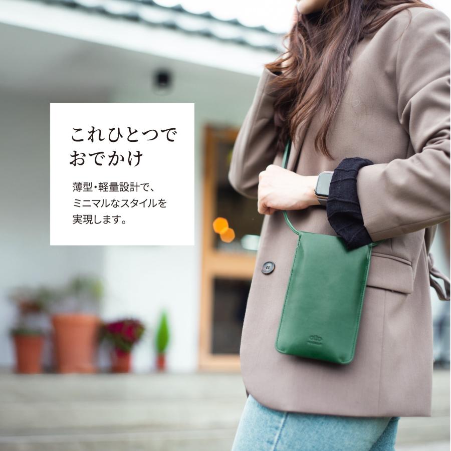 スマホ ショルダーバッグ 本革 サコッシュ スマホポーチ カード収納 付 革 小さめ バッグ レザー ミニバッグ メンズ レディース 対応 Alto Leather Phone Purseの画像