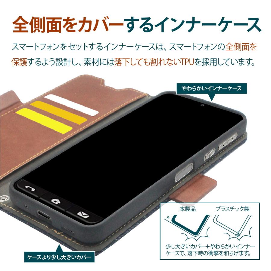 BASIO active2 active シンプルスマホ6 ケース 手帳型 カード 収納 ストラップ スタンド デニム カバー ベイシオアクティブ アクティブ2 対応 Corallo NU JEANS | Corallo | 01