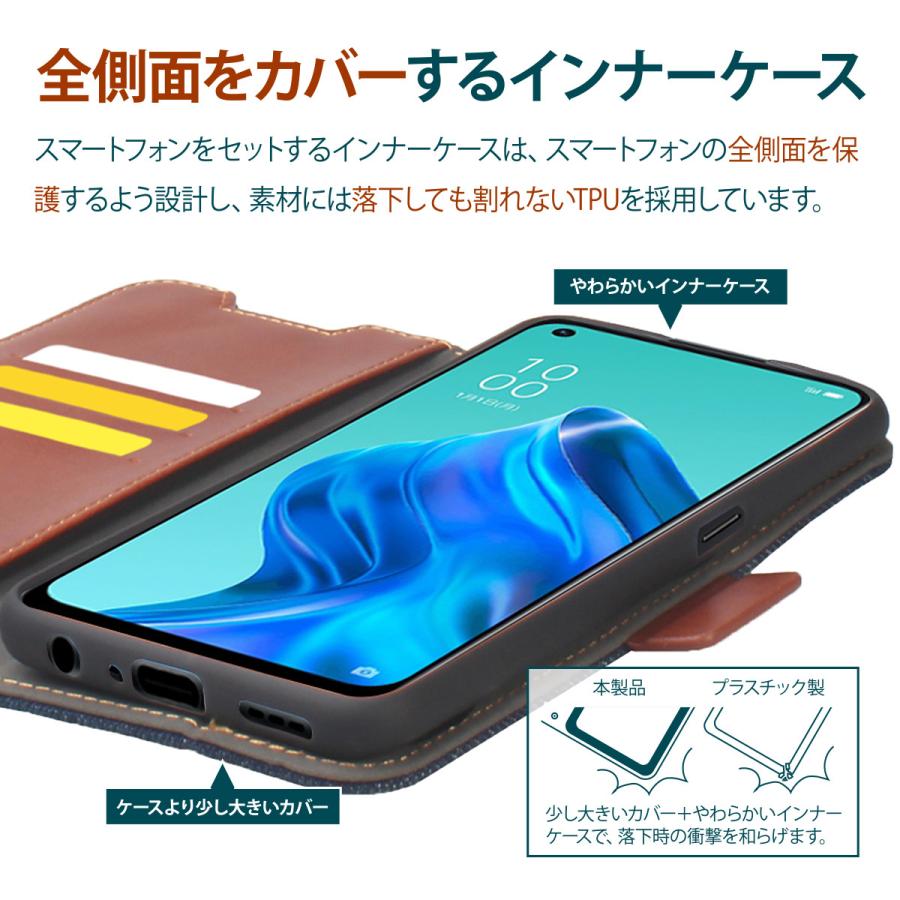 Oppo Reno5 A ケース 手帳型 デニム ストラップ ストラップホール 付 マグネット 手帳 スマホ カバー Y Mobile オッポ Reno 5a Reno5a Corallo Nu Jeans 100 本物保証