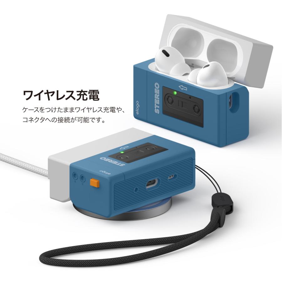 elago AirPods Pro2 ケース 耐衝撃 ストラップ 付 おしゃれ カバー 