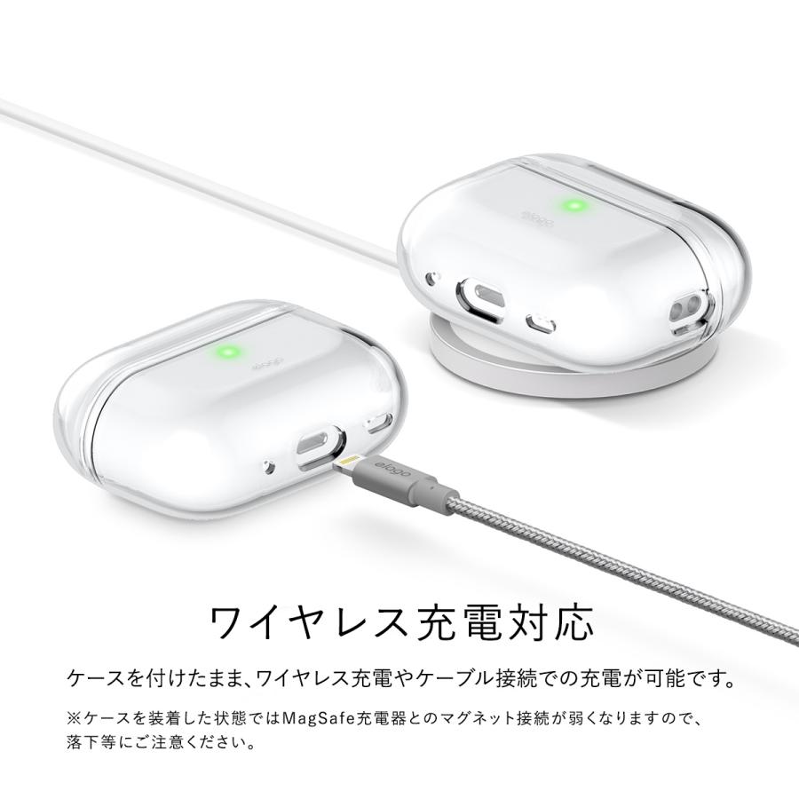 elago AirPods Pro2 ケース クリア ストラップ 付 耐衝撃 カバー