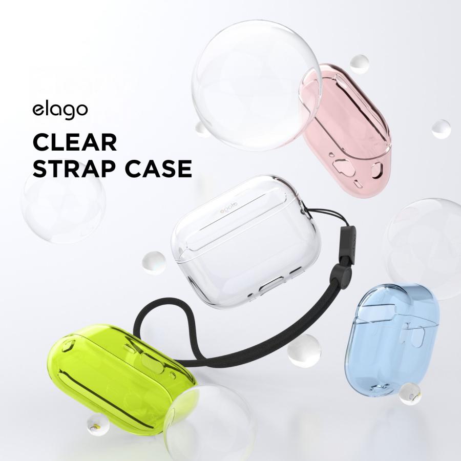 elago AirPods Pro3 ケース クリア 耐衝撃 落下防止 ストラップ 付