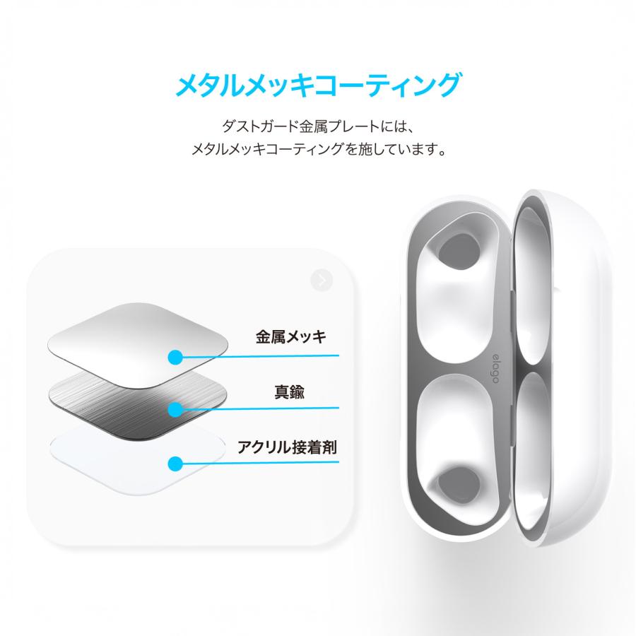 elago AirPods Pro3 ダストガード 防塵 埃 防止 カバー メタリック