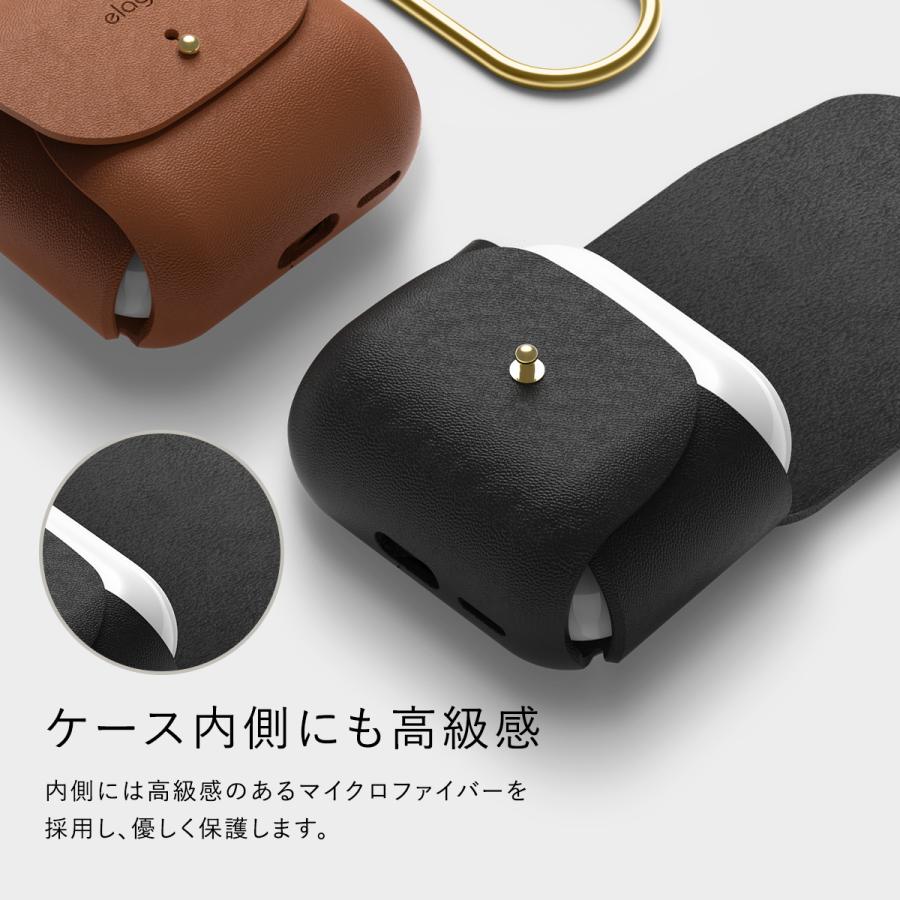 elago AirPods 3 3世代 ケース カラビナ 付 本革 レザー カバー