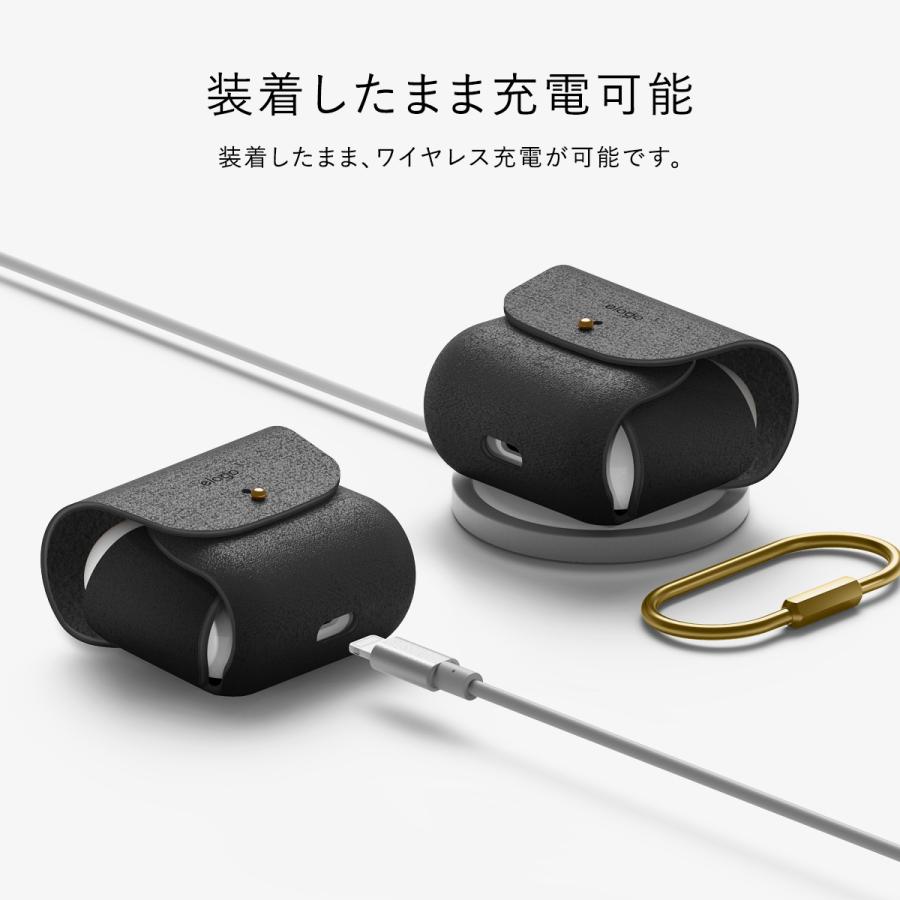 elago AirPods 3 3世代 ケース カラビナ 付 本革 レザー カバー