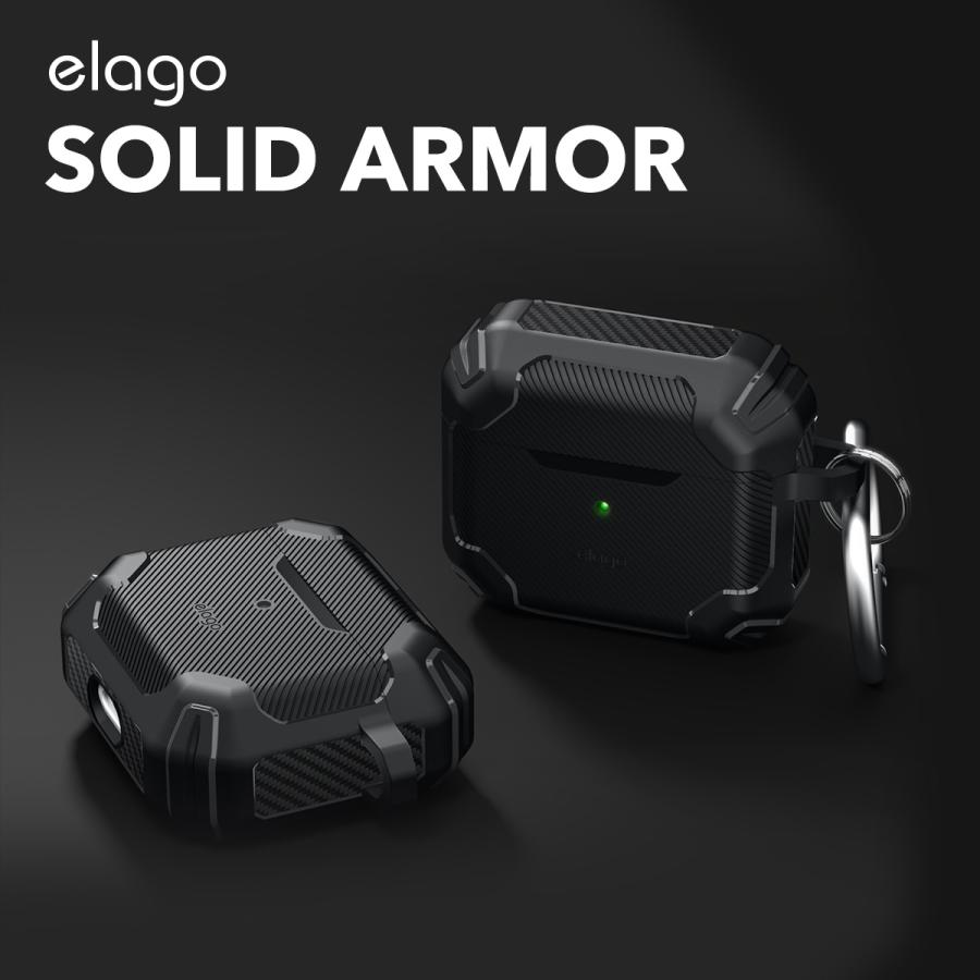 AirPods 3 ケース 耐衝撃 カラビナ 付き 衝撃吸収 保護 カバー 衝撃 吸収 ケースカバー AirPods 3世代 AirPods3 エアポッズ 第3世代 elago SOLID ARMOR | elago