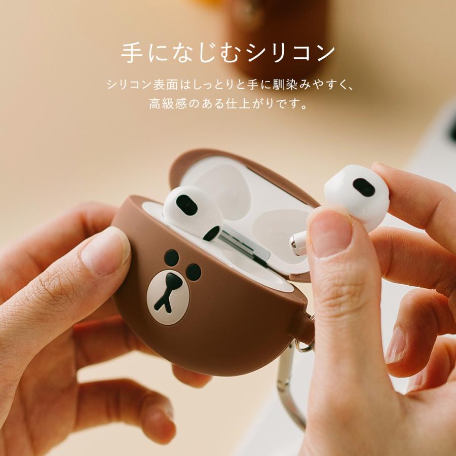AirPods 3 ケース シリコン カバー ラインフレンズ 公式 ライセンス グッズ カラビナ 付 カバー AirPods3 3世代 エアポッズ 第3世代 elago LINE FRIENDS B&F | elago | 05