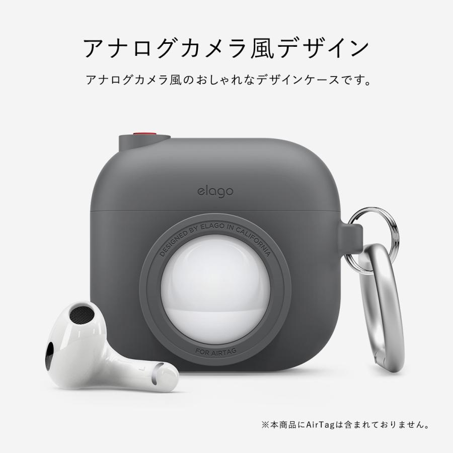 elago AirPods 3 ケース カメラ デザイン カラビナ 付 シリコン