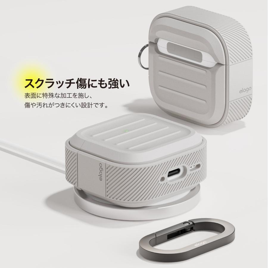 AirPods 4 ケース 耐衝撃 落下防止 カラビナ 付 シリコン カバー ワイヤレス充電 MagSafe 対応 AirPods4 エアポッツ 4 第4世代 対応 elago ARMOR CASE | elago | 03
