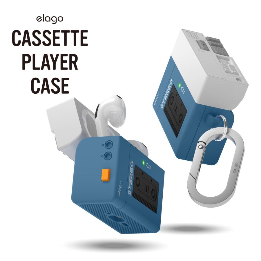 AirPods 4 ケース 耐衝撃 カラビナ 付 おしゃれ カバー ワイヤレス充電 シンプル AirPodsケース AirPods4 エアポッツ 4 対応 elago CASSETTE PLAYER HANG CASE | elago