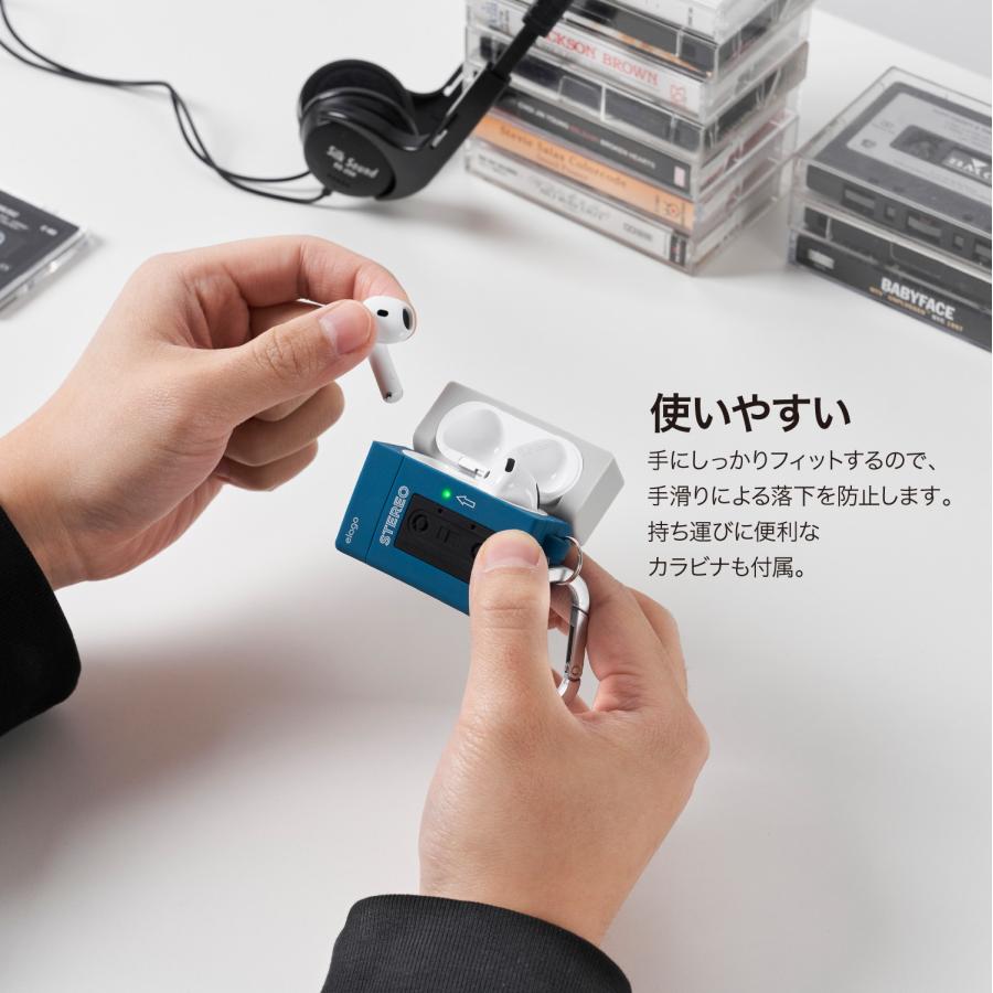 AirPods 4 ケース 耐衝撃 カラビナ 付 おしゃれ カバー ワイヤレス充電 シンプル AirPodsケース AirPods4 エアポッツ 4 対応 elago CASSETTE PLAYER HANG CASE | elago | 01