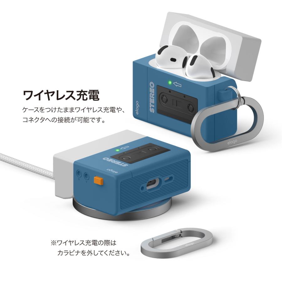 AirPods 4 ケース 耐衝撃 カラビナ 付 おしゃれ カバー ワイヤレス充電 シンプル AirPodsケース AirPods4 エアポッツ 4 対応 elago CASSETTE PLAYER HANG CASE | elago | 03