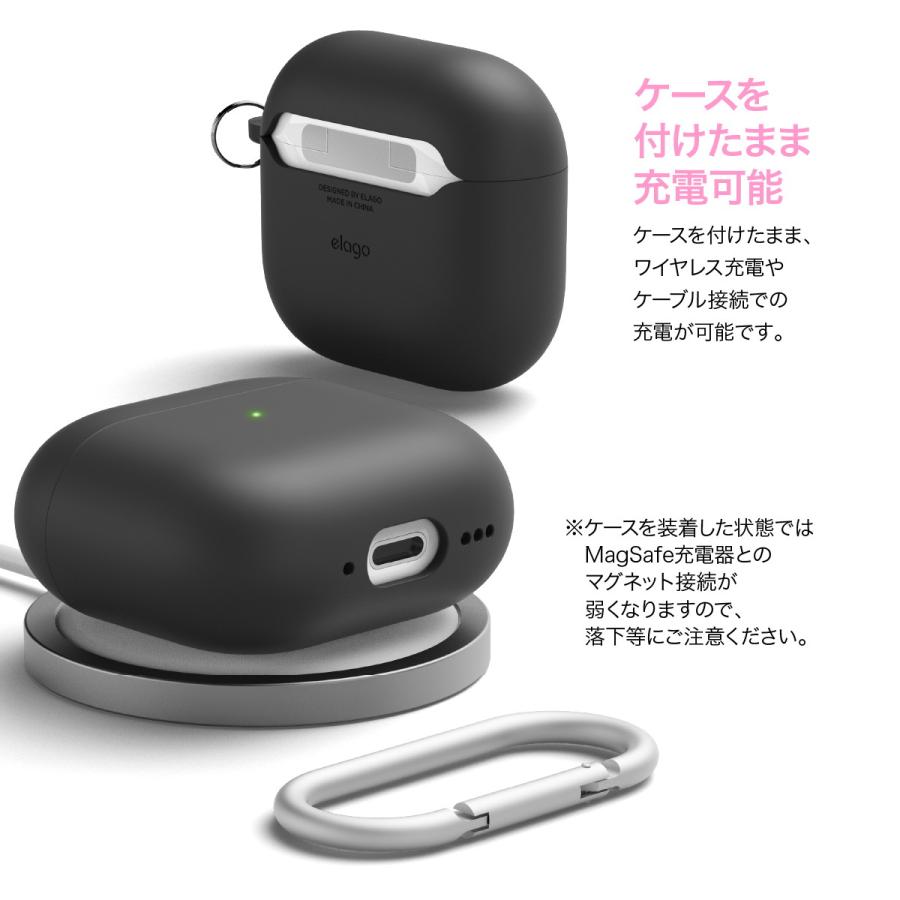 AirPods 4 ケース シリコン ハイブリッド カバー カラビナ 付き 耐衝撃 落下防止 ワイヤレス充電 AirPods4 エアポッツ 4 第4世代 対応 elago LIQUID HYBRID HANG | elago | 05