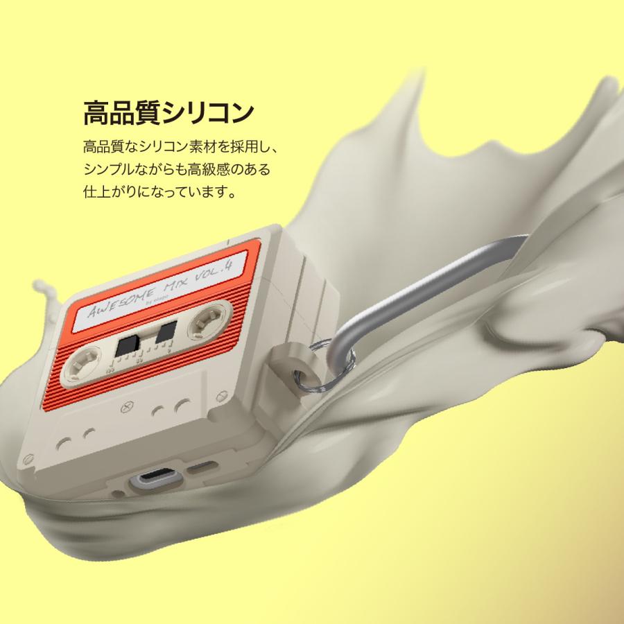 AirPods 4 ケース 耐衝撃 ソフト シリコン カバー カラビナ 付き カセットテープ デザイン AirPods4 エアポッツ 4 第4世代 対応 elago CASSETTE TAPE HANG CASE | elago | 02
