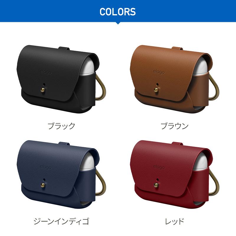 elago AirPods Pro ケース 本革 レザー カラビナ 付き 一枚 革 カバー